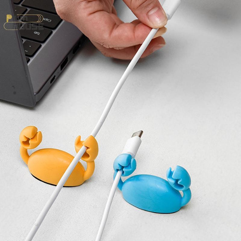 PlumHOUSE Dễ Thương Cua Cáp Tổ Chức Kẹp Cáp Dữ Liệu Đứng Điện Thoại Di Động Cáp Sạc Tổ Chức Fixer Bàn Tự Dính Dây Tidy Giá Đỡ VN