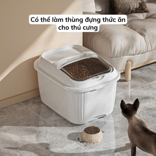 [SẴN] Thùng đựng gạo có nắp kín chống ẩm nhựa PP cao cấp, Hộp bảo quản ngũ cốc kèm cốc đong tiện lợi