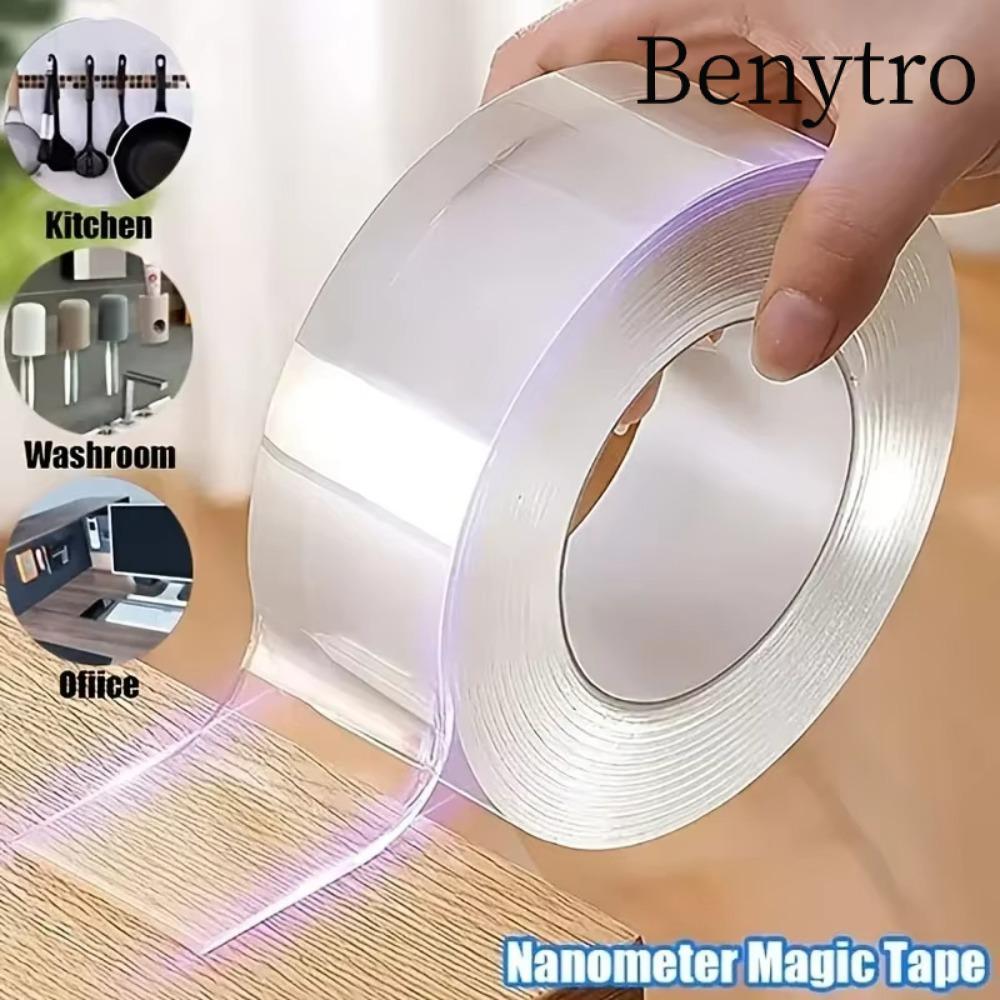 Băng keo hai mặt BENYTRO, Băng Nano trong suốt hai mặt, Băng keo không dấu vết dính chắc chắn chống thấm nước có thể tái sử dụng