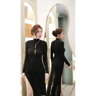 [Sẵn] Váy Đầm Body Xẻ Tà Mix Hoa Quấn Hông Thuyvan, Váy Dự Tiệc Sang Chảnh Dáng Maxi Ôm Xẻ Váy Asasino