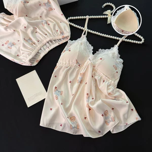 Phụ Nữ Hoạt Hình In Quần Short Loungewear Set Ngọt Ngào Hấp Dẫn Trang Phục Cho Phòng Ngủ Giải Trí Trong Nhà Đêm Hàng Ngày Thư Giãn Tại Nhà Dịp