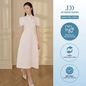 Đầm Thu Đông Cổ Nơ Dáng Đổ 1F05.2601. Đầm Midi Dáng A Thanh Lịch Phong Cách Quý Cô. Đầm Tiệc Dàng Dài Sang Trọng By JM