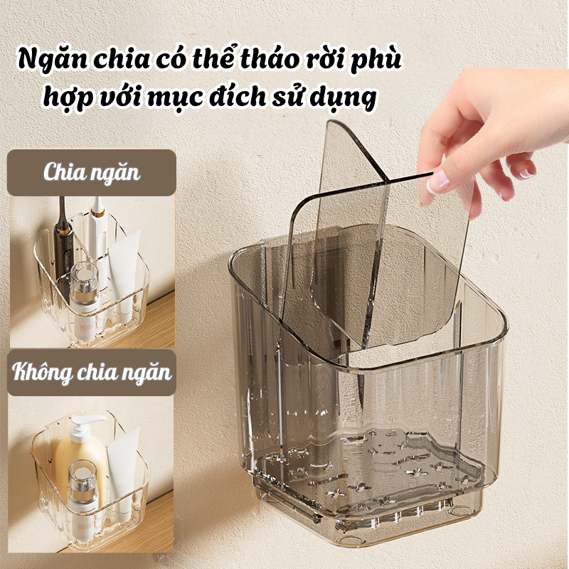 Kệ Để Bàn Chải Đánh Răng Gắn Tường HOMIE, Giá Treo Nhà Tắm Có Khay Thoát Nước Ngăn Chia Tháo Rời