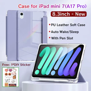 Ốp điện thoại Cho iPad Mini 7 A17 Pro 8.3 inch Mới Có Khe Cắm Bút Vỏ Bảo Vệ Từ Tính Cho iPad Mini 8.3inch Có Mặt Sau Trong Suốt