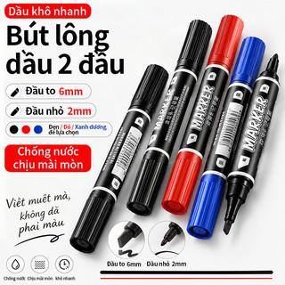 Bút lông dầu 2 đầu mực đậm viết giấy kính sắt nhôm nhựa cứng đánh dấu sản phẩm đa năng giá tốt hot