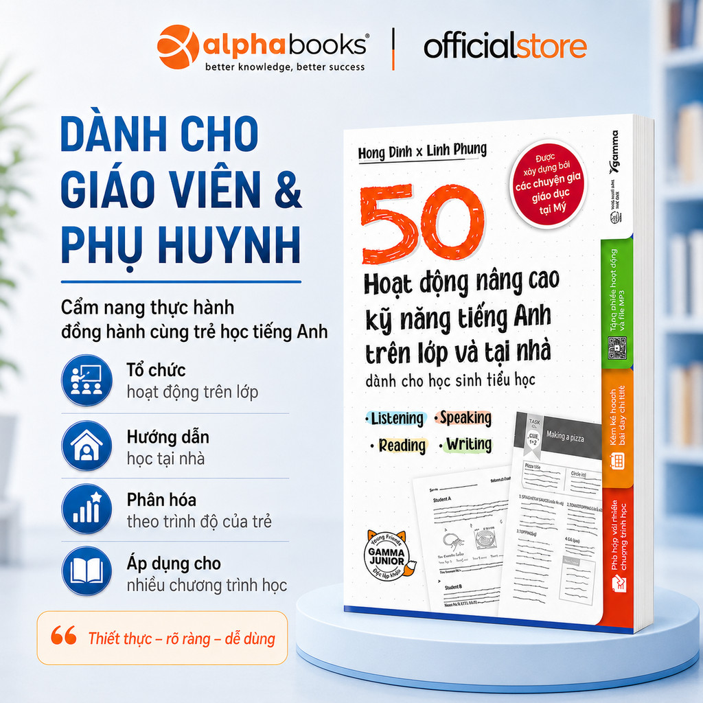 Sách - 50 Hoạt Động Nâng Cao Kỹ Năng Tiếng Anh Trên Lớp Và Tại Nhà Dành Cho HS Tiểu Học(Gamma Books)