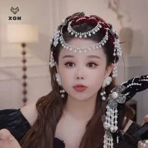 Pháp Retro Hoa Hạt Dây Buộc Tóc Phong Cách Dân Tộc Phụ Kiện Tóc Thanh Lịch Cho Nữ [Mina]