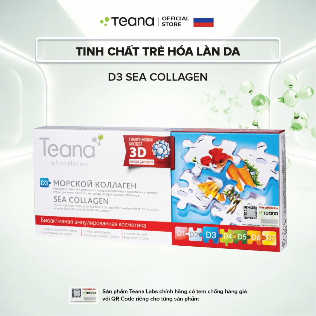 Serum Teana D3 Sea Collagen giúp tăng độ săn chắc, đàn hồi, trẻ hóa làn da 10ml/20ml