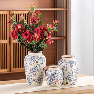 Sơn Tay Bình Sứ Màu Xanh Trắng Cho Hoa Vintage Gốm Hoa Bình Trang Trí Nhà Phòng Khách Bàn Ăn Trung Tâm Vật Trang Trí