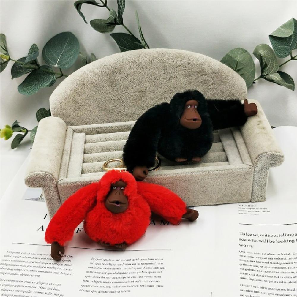 Móc khóa HOBBYIN Orangutan, Móc chìa khóa hình chú khỉ lông thú sang trọng dễ thương, Đồ chơi sang trọng cánh tay dài mới lạ Nhẫn chìa khóa búp bê sang trọng dành cho nam