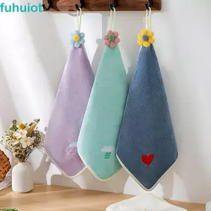 FUHUIOT Khăn Tay Hoa San Hô Lông Cừu Làm Dày Khăn Lau Nhà Bếp Khăn Lau Nhà Bếp Phòng Tắm Vệ Sinh Khăn Lau Bát Đĩa
