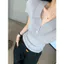 🔥có hàng sẵn🔥áo polo nữ áo thun cổ bẻ nữ áo phong cách hàn quốc nữ Trí Thông Minh Cao Cổ Chữ V Slim-fit Vai Ngắn Tay Áo Thun Nữ Mùa Hè Ve Áo Ice Silk Kn