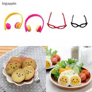 Bigapple 4 Hộp Bento Dụng Cụ Trang Trí Thực Phẩm Tai Nghe Kính Mũ Sandwich Toppers Set RDG