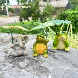GE Nhựa Vườn Các Bức Tượng Động Vật Bộ 3 Ô Voi Rùa Ếch Cho Trẻ Em Để Bàn Bể Cá Kệ Trang Trí VN