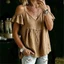 Exhila Vai Lạnh Cho Nữ Rời Cổ Chữ V Ruffle Tay Áo Sơ Mi Màu CuteGoing Out Trang Phục