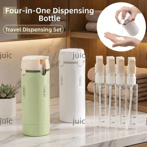 Bộ chai đựng đồ vệ sinh JUIC, Bộ chăm sóc rửa đóng chai phụ du lịch chống rò rỉ 4 trong 1, Thiết kế bỏ túi Thiết kế kiểu đẩy Máy bơm cầm tay Chai đựng dầu gội Bảo quản Gel tắm