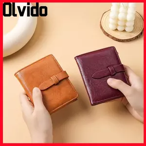 Ví nữ OLVIDO, Ví da thiết kế gấp dung tích lớn, Thiết kế kéo ra di động Ví gấp da PU màu trơn dành cho nữ
