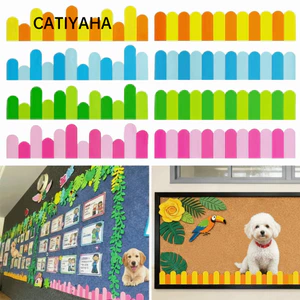 CATIYAHA 2 Cái / bộ Miếng Dán Tường Lớp Học, Miếng Dán Trang Trí Sáng Tạo Môi Trường Mẫu Giáo Bố Trí Tường, Thiết Kế Bọt EVA Hàng Rào Dài Thủ Công Trang Trí Tường