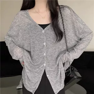 Retro Niche Kem Chống Nắng Cardigan Dài Tay 2026 Mùa Hè Nữ Mỏng Phong Cách Màu Trơn Ôm Phù Hợp Với Áo Khoác Thoáng Khí Top Hợp Thời Trang