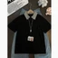 Mỹ cleanfit Crow 's Bone Họa Tiết Áo Sơ Mi Polo Tay Ngắn Nam Thiết Kế Mùa Hè Kiểm Tra Ve Áo Áo Thun Nặng Nửa Tay JUSZ