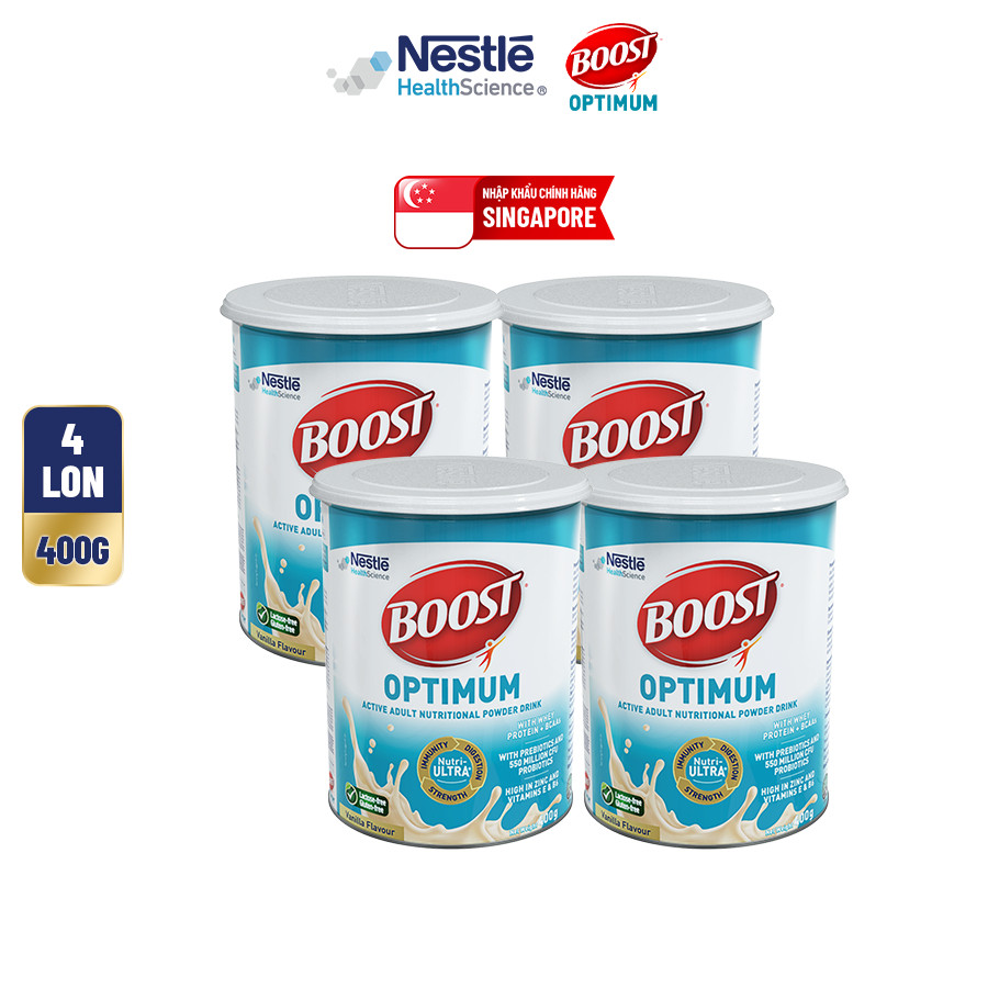Bộ 4 Sữa Bột NESTLÉ BOOST OPTIMUM Singapore Bổ Sung Dinh Dưỡng Cho Người Lớn Tuổi 400G