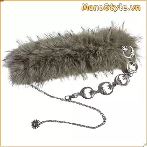 MONOSTYLE Moon Star Thắt lưng, Thiết kế hợp thời trang Thắt lưng lông giả Punk, Dây chuyền kim loại cô gái cay cổ điển Y2K Thắt lưng nối lông thú sang trọng Thời trang nữ