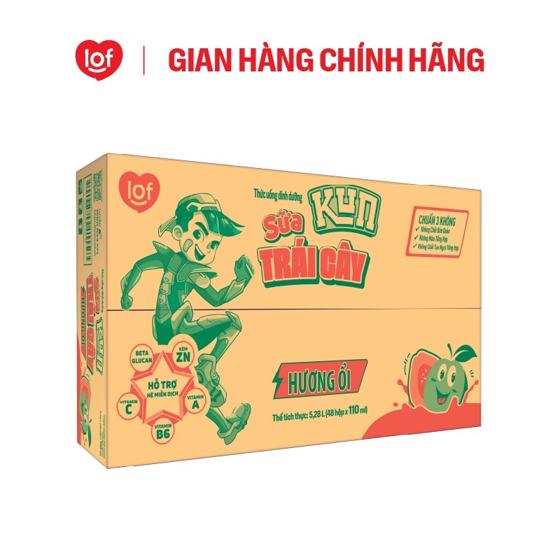 Sữa trái cây Kun vị ổi thùng 48 hộp x 110ml