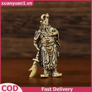 XUAN Đồng Nguyên Chất Quan Công Dao Thanh Kiếm Xe Móc Khóa Mặt Dây Túi Hành Lý Treo Phụ Kiện Trang Sức Đồng Móc Chìa Khóa Vòng Quà Tặng VN