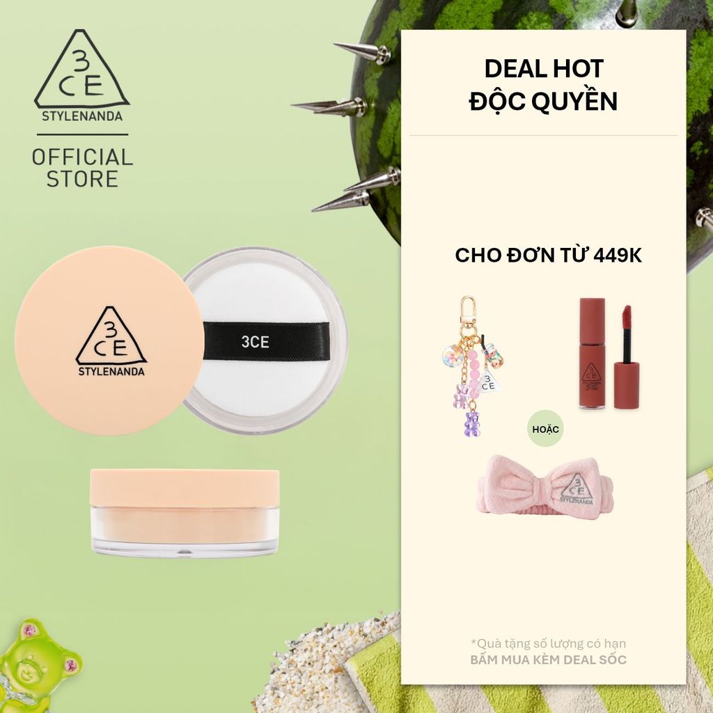Phấn Phủ 3CE Cho Lớp Trang Điểm Tự Nhiên Bền Màu 3CE Natural Finish Loose Powder