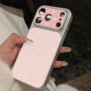 Thời Trang Da Sang Trọng Cho IPhone 17 11 16 15 14 13 12 Pro Max Windows Màu Hồng Bow Trường Hợp Điện Thoại