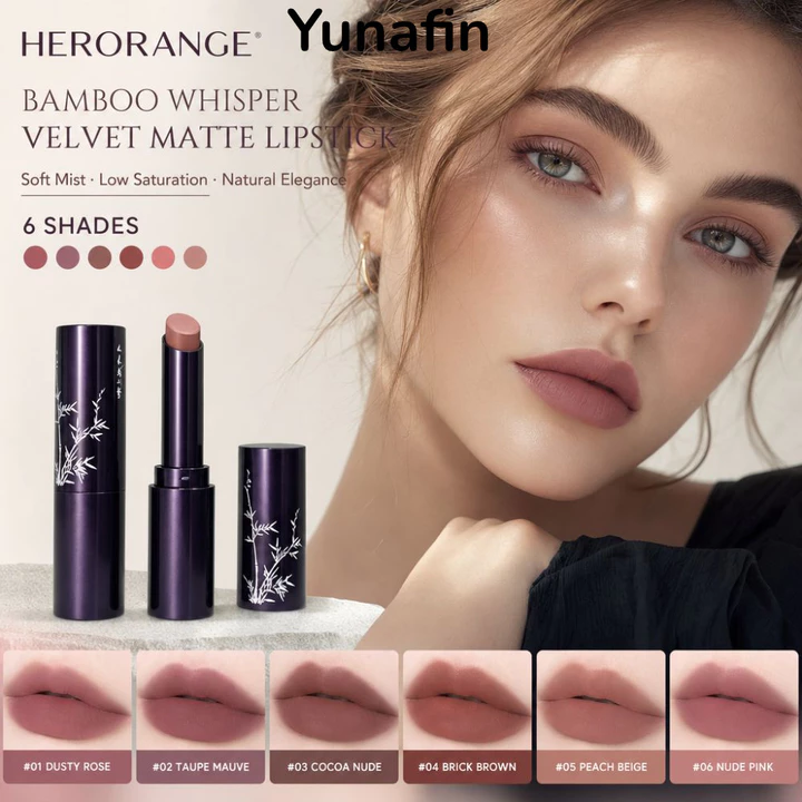 Son dưỡng môi YUNAFIN Velvet Lip Stick, Son môi mờ không trang điểm độ bão hòa thấp Lip Tint, Xịt mềm chống dính Cốc dưỡng ẩm lâu trôi Son khỏa thân Chăm sóc môi