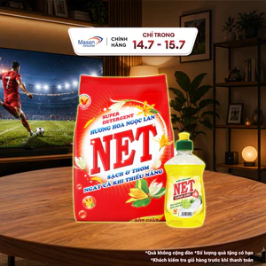 Combo bột giặt NET hương hoa Ngọc Lan bịch x 2.4kg + nước rửa chén NET đậm đặc hương Chanh chai x 250gr