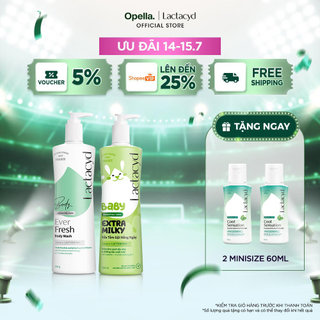 Bộ 1 Sữa tắm Lactacyd Ever Fresh mang lại làn da thơm mát + 1 Sữa Tắm Gội Trẻ Em Lactacyd Milky 500ml