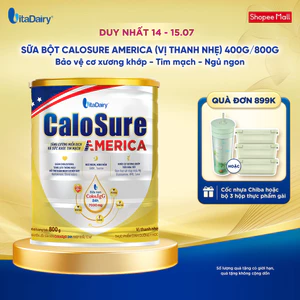 Sữa bột Calosure America (Vị thanh nhẹ) giúp bảo vệ cơ xương khớp, tim mạch - Lon 400g/800g