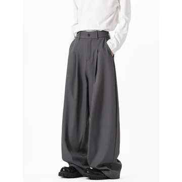 quần tây nam quần tây nam trung niên Goku Sẵn Sàng Dạo Phố Retro Đơn Giản Màu Trơn Drape Quần Nam Nữ Đường Phố Rời Phù Hợp Với Quần Rộng