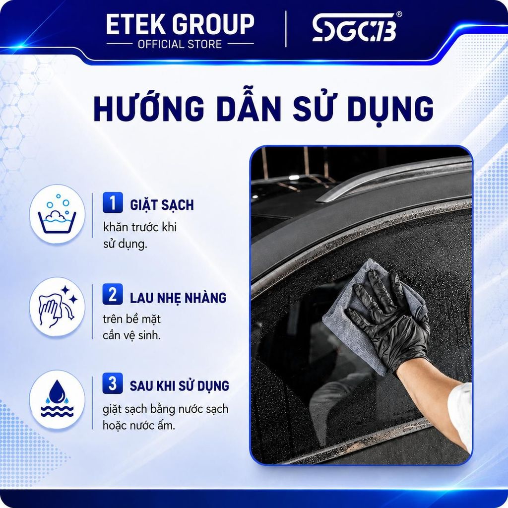 Khăn Lau Xe Microfiber SGCB Chính Hãng – Khăn Lau Ô Tô Siêu Thấm Hút, Lau Kính, Sơn Xe, Nội Thất | BigBuy360 - bigbuy360.vn