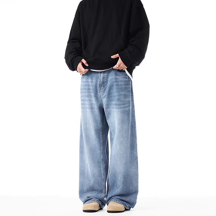 Nam Quần Rời Quần Màu Xanh nhạt Quần Rộng Quần Nam Giặt Quần Jean Denim Quần Thẩm Mỹ Quần Jean Rời Quần Jean Xanh Lo – 4