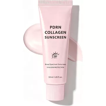 Kem chống nắng PDRN Collagen 50 Kem chống nắng phổ rộng, Kem dưỡng ẩm không đốm trắng chứa kem chống nắng, Kem chống nắng dưỡng ẩm không dầu nhẹ, Thích hợp cho phụ nữ và mọi loại da (1 miếng)