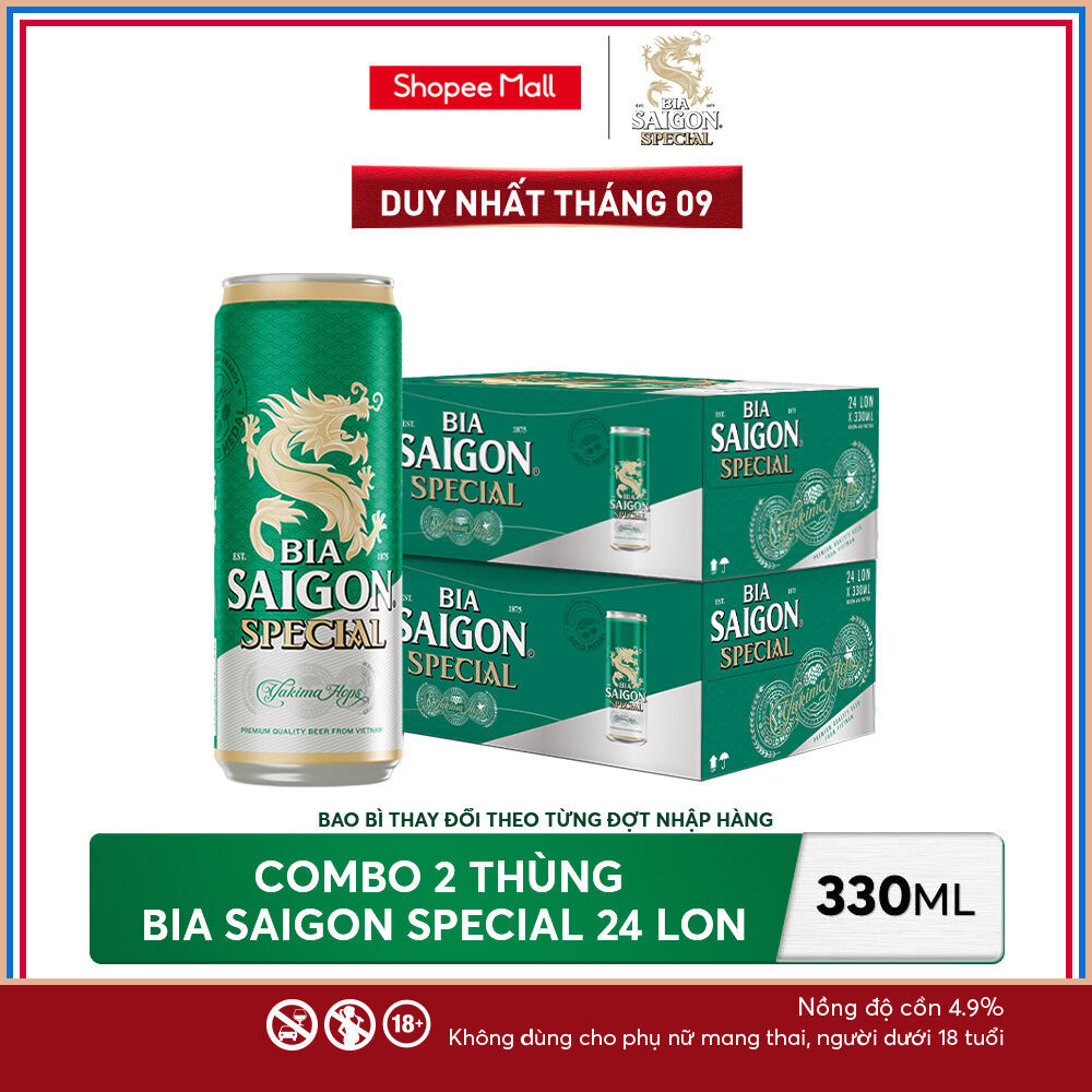 Nồng Độ Cồn 4.9% - Combo 2 Thùng 24 Lon Bia Saigon Special 330ml