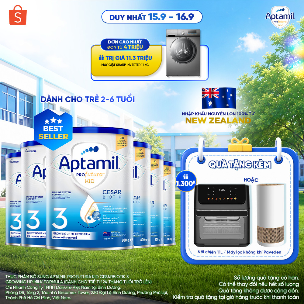 [MUA KÈM DEAL SỐC] CB6 Sữa bột Aptamil Kid Cesarbiotik New Zealand số 3 - Synbiotic đặc chế