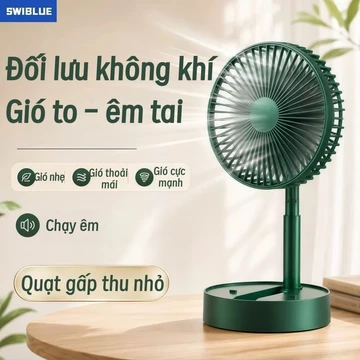 Quạt mini gấp gọn duỗi dài SWIBLUE 3 mức gió siêu nhỏ gọn bỏ túi dễ dàng mang theo du lịch dã ngoại cắm trại
