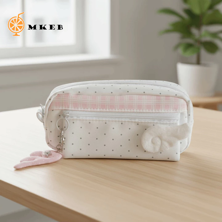 MKEB Túi Đựng Bút Phong Cách Hàn Quốc, Hộp Đựng Bút Chì Chấm Đôi Cánh In Y2k, Hộp Đựng Mỹ Phẩm Trang Điểm Dung Tích Lớn Văn Phòng Phẩm Lưu Trữ Máy Tính Để Bàn Vải Túi Văn Phòng Phẩm Văn Phòng Phẩm
