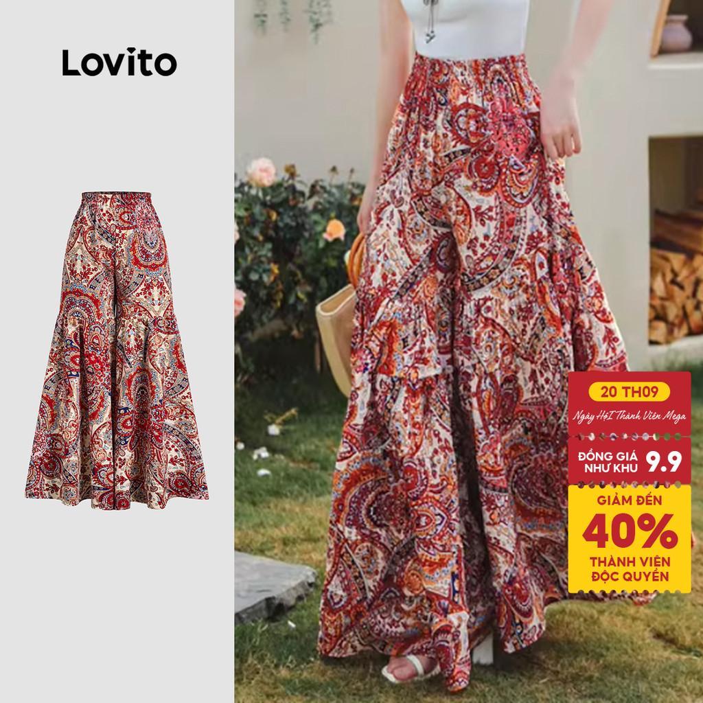 (NEW) Lovito Quần xuân phong cách bèo nếp nữ Resort lai xếp nghỉ tộc Kỳ hè dân L138ED061