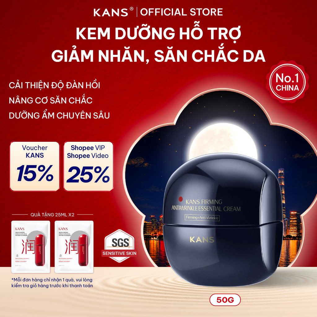 KANS Kem Dưỡng Giảm Nếp Nhăn 50g Giúp Săn Chắc Da, Tăng Đàn Hồi Và Độ Căng Mịn Da Với Peptide Kép Và Collagen Thủy Phân