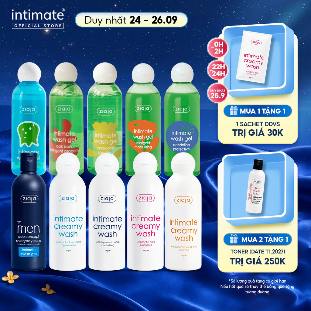 Dung Dịch Vệ Sinh Phụ Nữ Intimate ZIAJA Xuất Xứ Ba Lan Giúp Dưỡng Ẩm, Khử Mùi, Se Khít Dung Tích 200ml