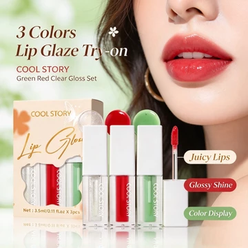 COOL STORY 3 Miếng Son Bóng Bộ Dưỡng Ẩm Không nhờn Dầu Son Bóng Trong Suốt Shimmer Son Bóng Son Bóng Bộ Trang Điểm Môi Bóng Mặc Hàng Ngày Chăm Sóc Môi Quà Tặng Mỹ Phẩm Cho Nữ
