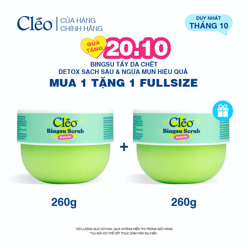 Bingsu Tẩy Tế Bào Chết Matcha Cleo Làm Sạch Sâu Lỗ Chân Lông, Ngừa Mụn Lưng 260g