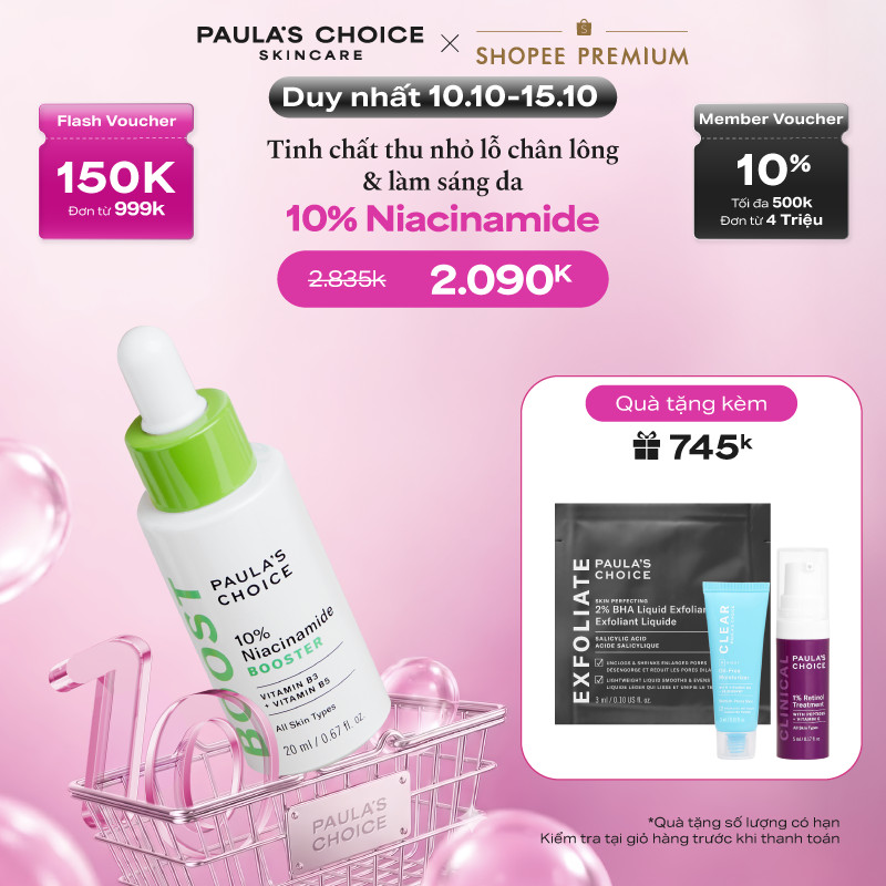 Tinh chất giúp thu nhỏ lỗ chân lông và làm sáng da Paula's Choice 10% Niacinamide Booster 20ml 7980