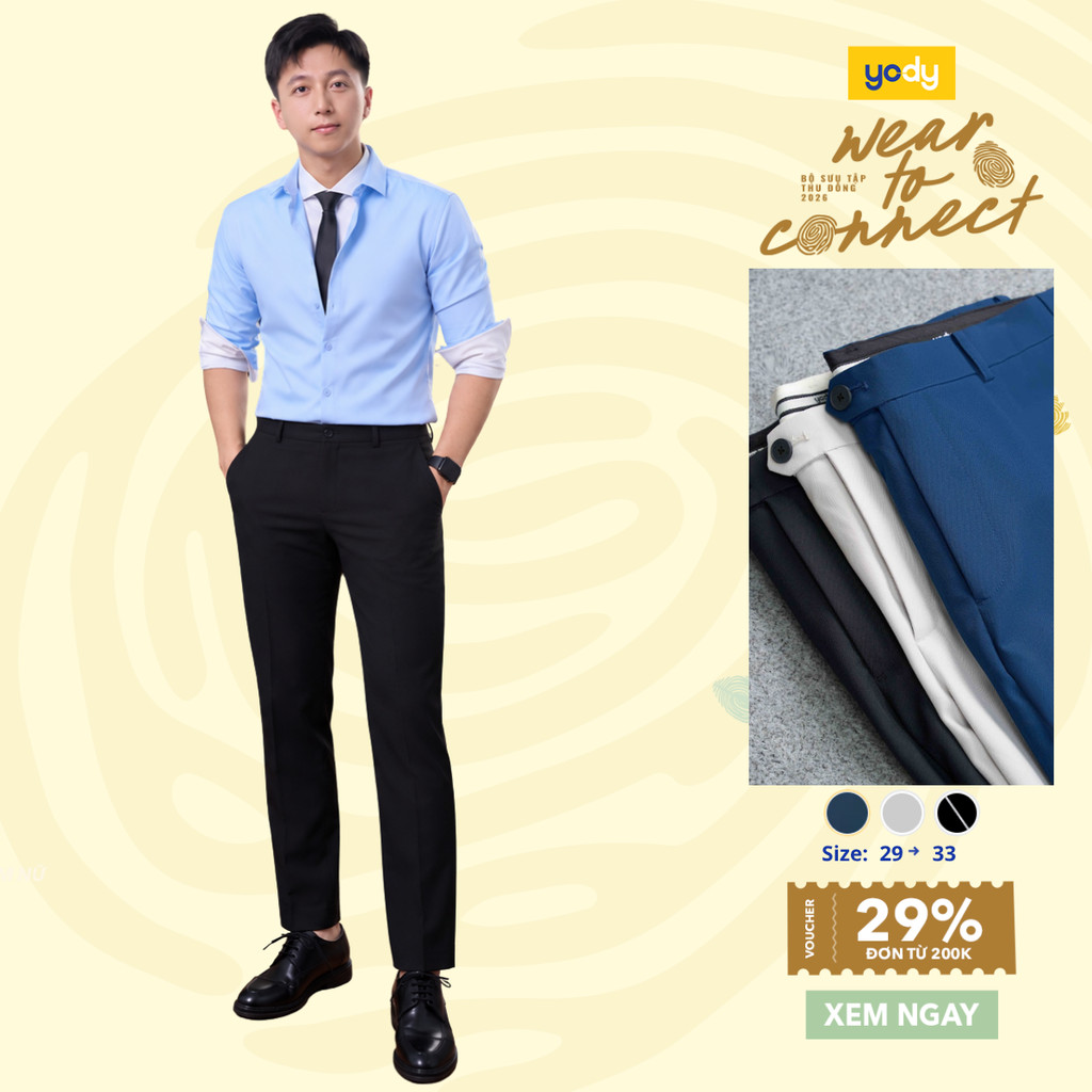 Quần âu nam YODY cạp di động phom Regular, chống nắng, nhả nhăn TRA - MOTR25A142