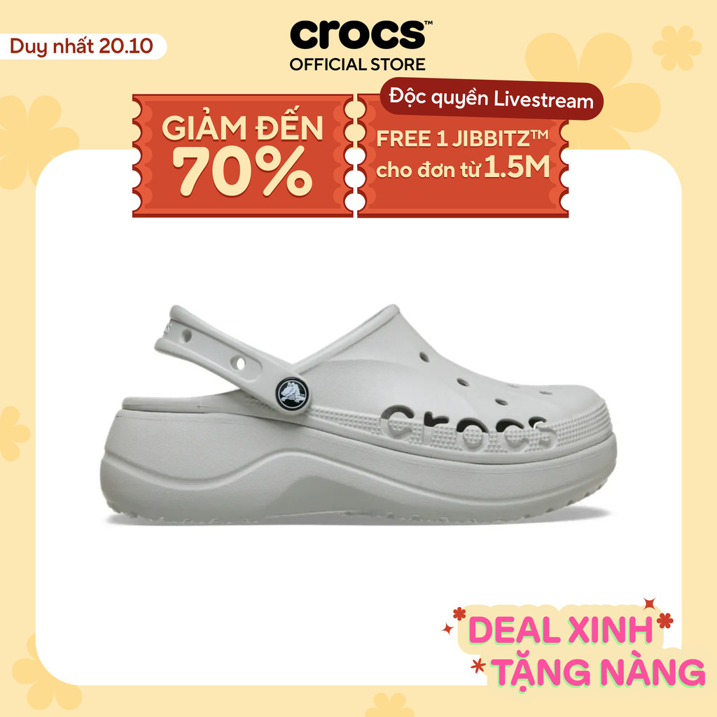 Giày Clog Nữ Crocs Baya Platform - Pearl - 208186-101